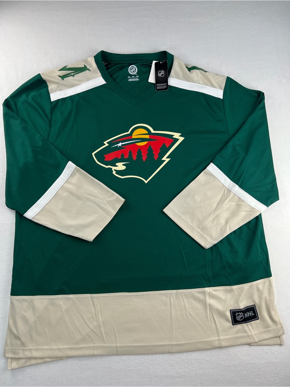 NHL Minnesota Wild Green Cream Hockey Jersey